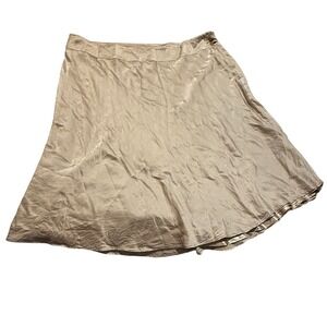 Ashley Stewart Plus Size 26 Silk Midi Skirt Champagne Gold Metallic Lined Flare